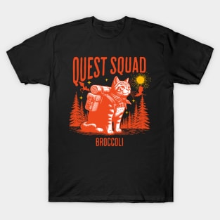 Fun Quest Bookish Squad Cat Broccoli Adventure Reading Book T-Shirt